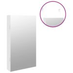 Armoire à bijoux avec miroir et éclairage LED mural blanc – Image 7