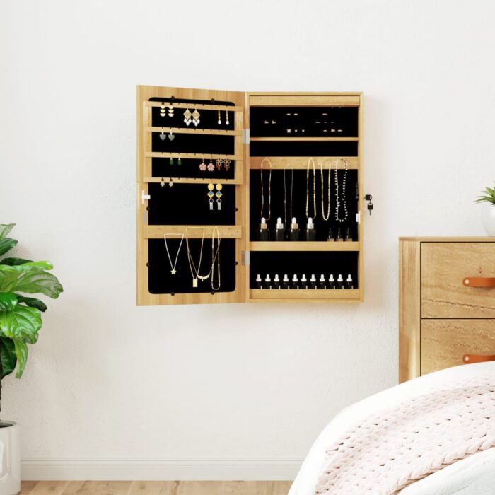 Armoire à bijoux avec miroir et éclairage LED mural – Image 1