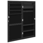 Armoire à bijoux avec miroir et éclairage LED mural noir – Image 6