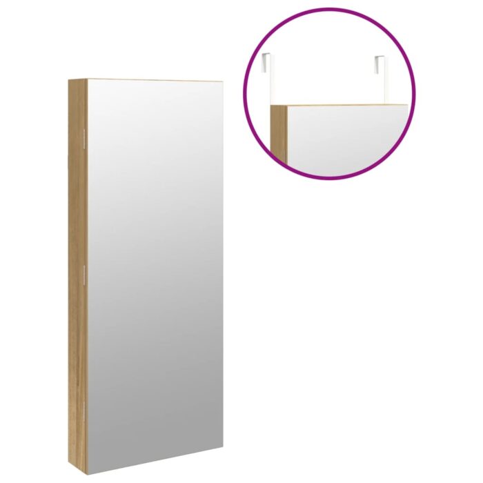 Armoire à bijoux avec miroir et éclairage LED mural – Image 7