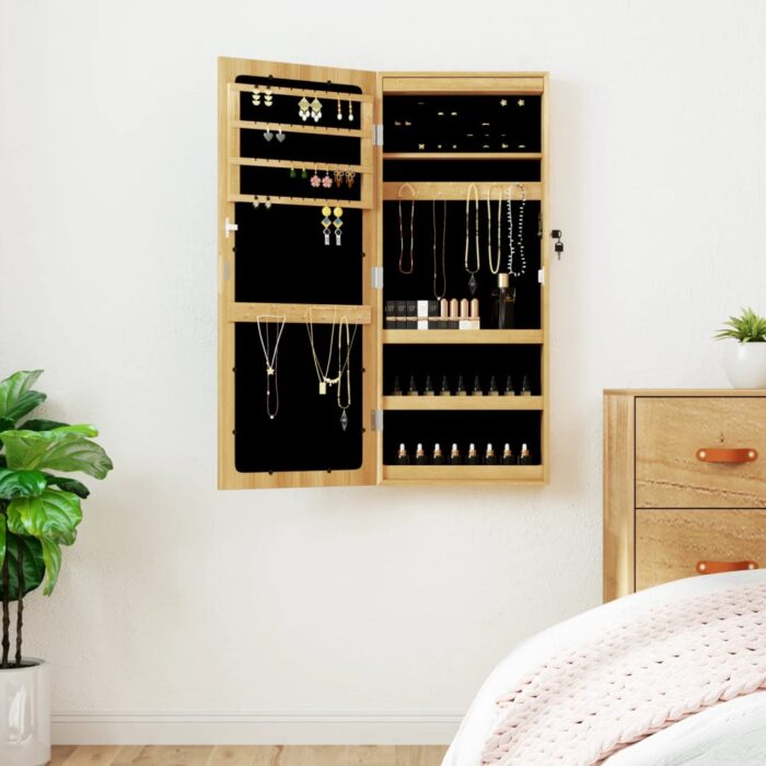 Armoire à bijoux avec miroir et éclairage LED mural – Image 1