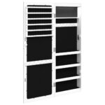 Armoire à bijoux avec miroir et éclairage LED mural blanc – Image 5