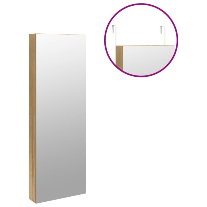 Armoire à bijoux avec miroir et éclairage LED mural – Image 7