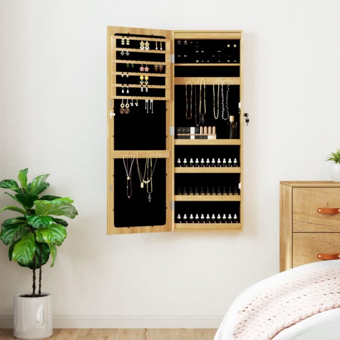 Armoire à bijoux avec miroir et éclairage LED mural – Image 1