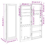 Armoire à bijoux avec miroir et éclairage LED mural blanc – Image 10