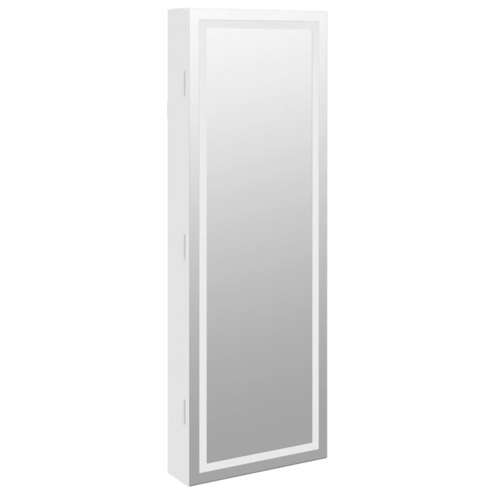 Armoire à bijoux avec miroir et éclairage LED mural blanc – Image 2