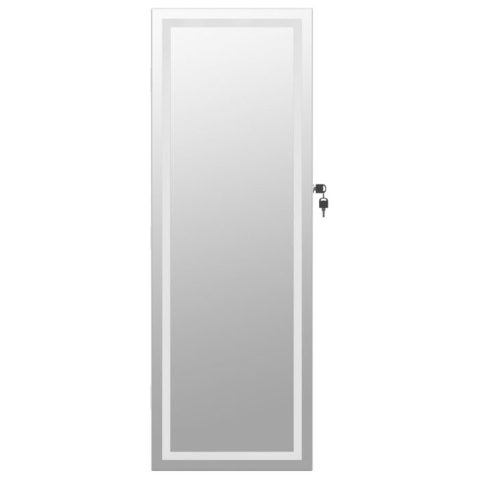 Armoire à bijoux avec miroir et éclairage LED mural blanc – Image 3