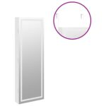 Armoire à bijoux avec miroir et éclairage LED mural blanc – Image 7