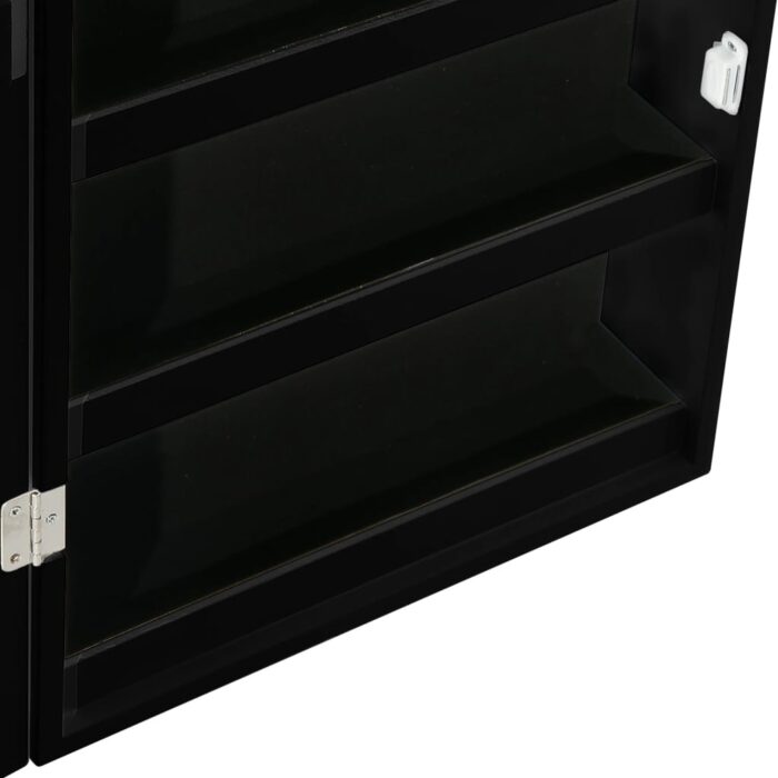 Armoire à bijoux avec miroir et éclairage LED mural noir – Image 7