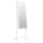 Armoire à bijoux miroir avec lumières LED sur pied blanc – Image 2