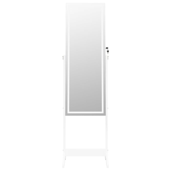 Armoire à bijoux miroir avec lumières LED sur pied blanc – Image 3