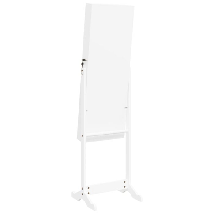 Armoire à bijoux miroir avec lumières LED sur pied blanc – Image 5
