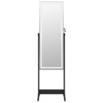 Armoire à bijoux miroir avec lumières LED sur pied noir – Image 3