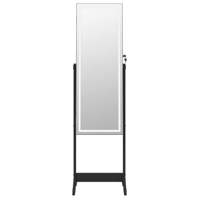 Armoire à bijoux miroir avec lumières LED sur pied noir – Image 3