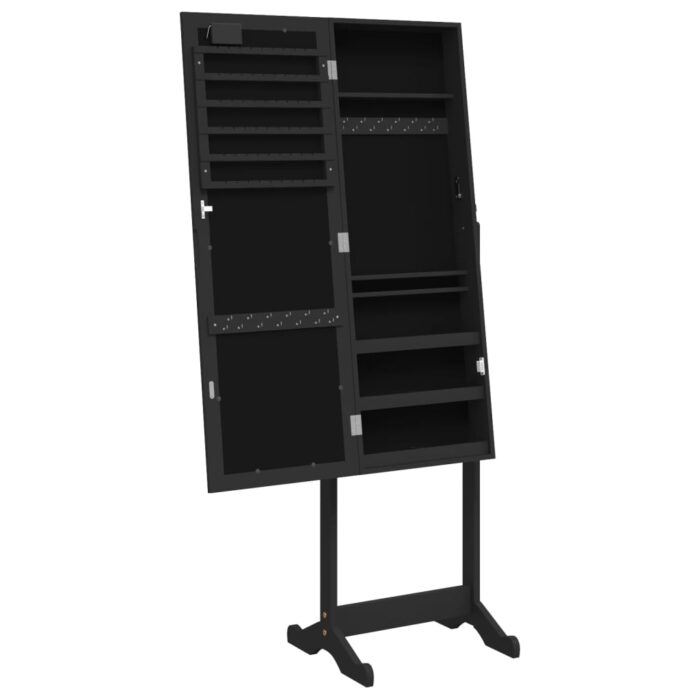 Armoire à bijoux miroir avec lumières LED sur pied noir – Image 6