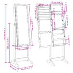 Armoire à bijoux miroir avec lumières LED sur pied noir – Image 9