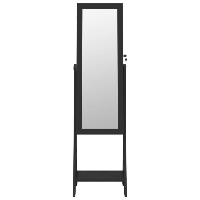 Armoire à bijoux miroir avec lumières LED sur pied noir – Image 2
