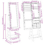 Armoire à bijoux miroir avec lumières LED sur pied noir – Image 9