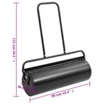Rouleau à gazon de jardin avec poignée noir 63 L fer et acier – Image 4
