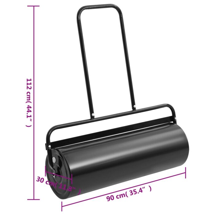 Rouleau à gazon de jardin avec poignée noir 63 L fer et acier – Image 4