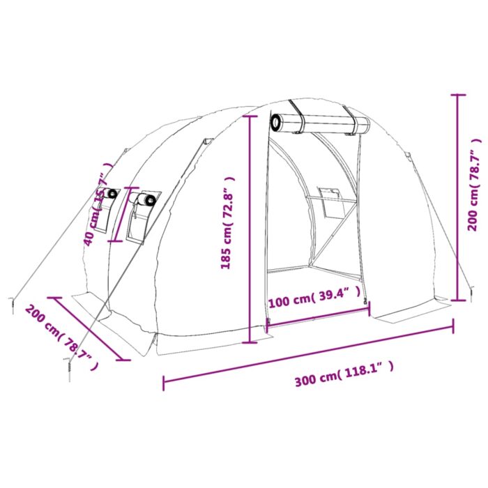 Serre avec cadre en acier blanc 6 m² 3x2x2 m – Image 10