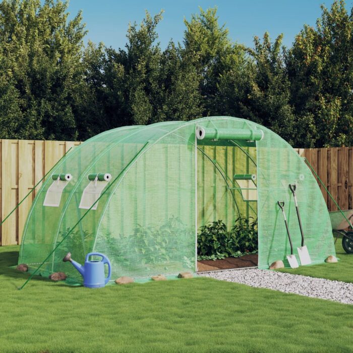 Serre avec cadre en acier vert 8 m² 4x2x2 m – Image 1