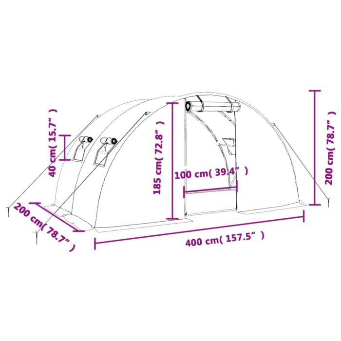 Serre avec cadre en acier blanc 8 m² 4x2x2 m – Image 10