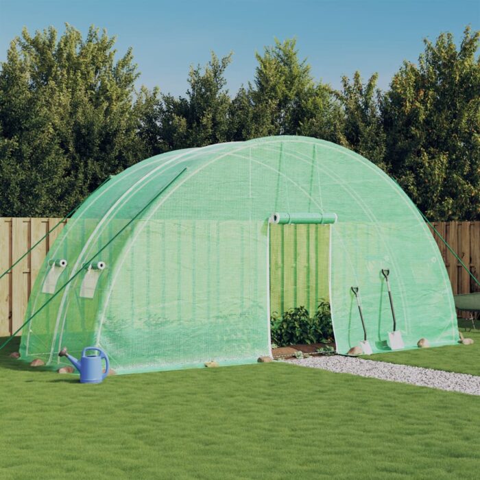 Serre avec cadre en acier vert 12 m² 6x2x2,85 m – Image 1