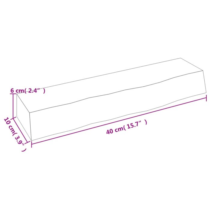 Étagère murale 40x10x6 cm bois de chêne massif non traité – Image 3