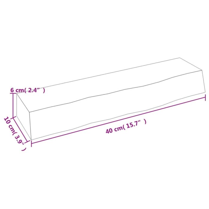 Étagère murale 40x10x6 cm bois de chêne massif non traité – Image 5