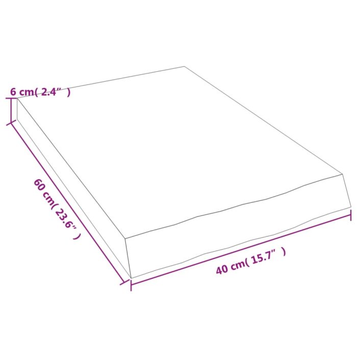 Étagère murale 40x60x(2-6) cm bois de chêne massif non traité – Image 3