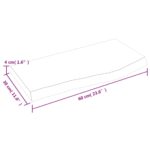 Étagère murale 60x30x(2-4) cm bois de chêne massif non traité – Image 7