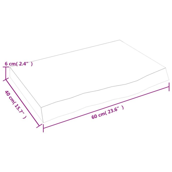 Étagère murale 60x40x(2-6) cm bois de chêne massif non traité – Image 7