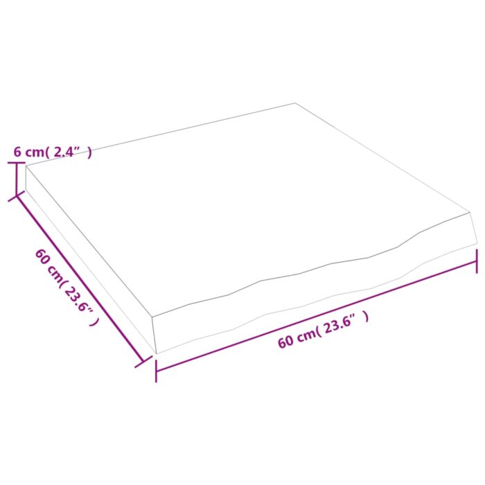 Étagère murale 60x60x(2-6) cm bois de chêne massif non traité – Image 7