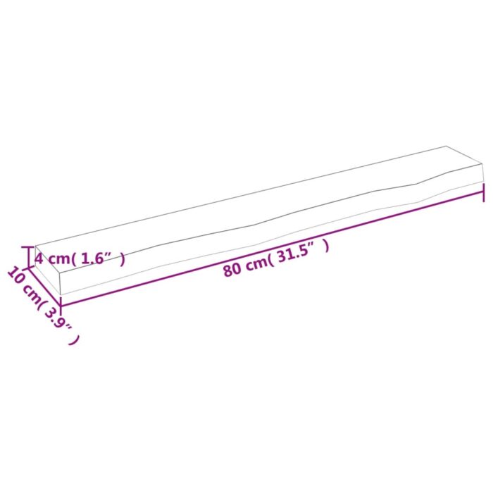 Étagère murale 80x10x4 cm bois de chêne massif non traité – Image 3