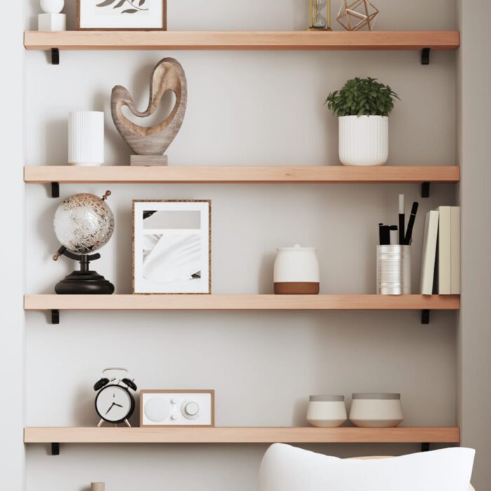 Étagère murale 80x10x4 cm bois de chêne massif non traité – Image 1