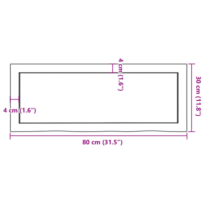 Étagère murale 80x30x(2-4) cm bois de chêne massif non traité – Image 8