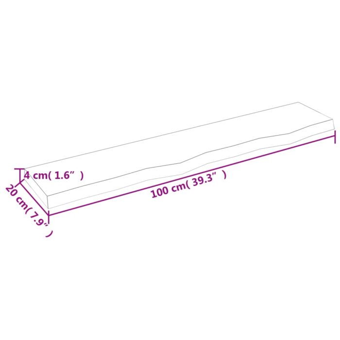 Étagère murale 100x20x4 cm bois de chêne massif non traité – Image 3