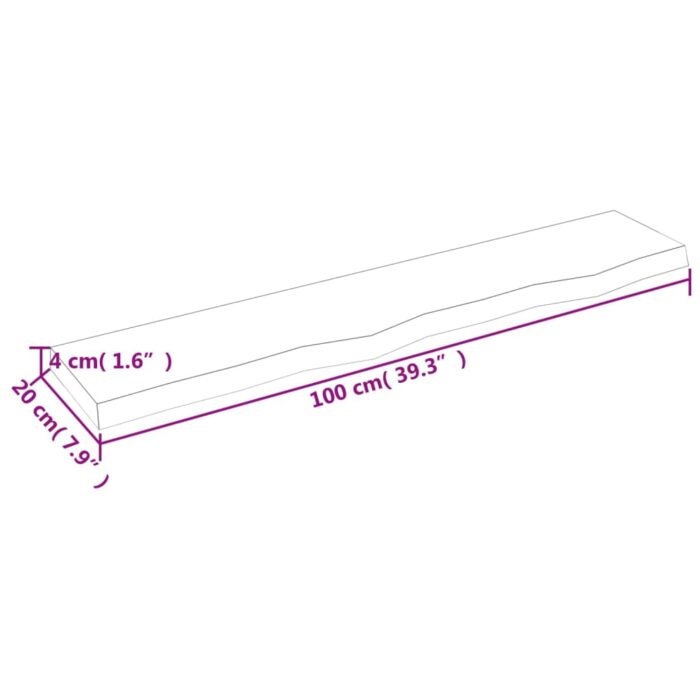Étagère murale 100x20x4 cm bois de chêne massif non traité – Image 4