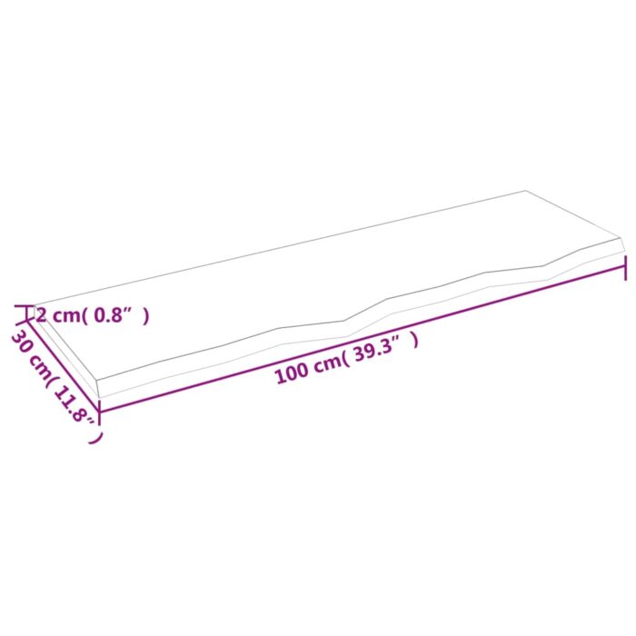 Étagère murale 100x30x2 cm bois de chêne massif non traité – Image 4