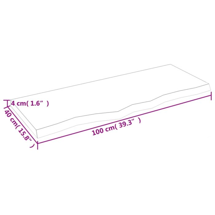 Étagère murale 100x40x(2-4) cm bois de chêne massif non traité – Image 3