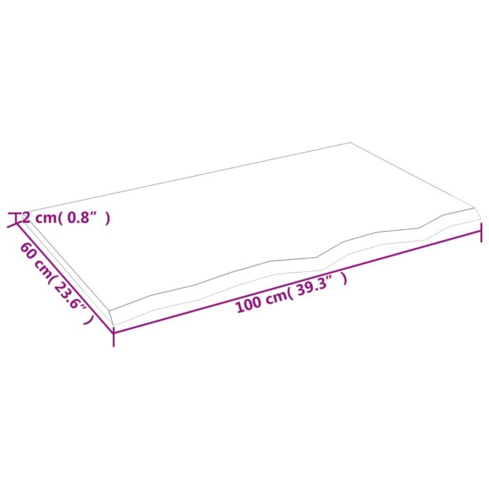 Étagère murale 100x60x2 cm bois de chêne massif non traité – Image 3
