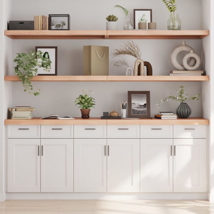 Étagère murale 220x50x(2-6) cm bois de chêne massif non traité – Image 1