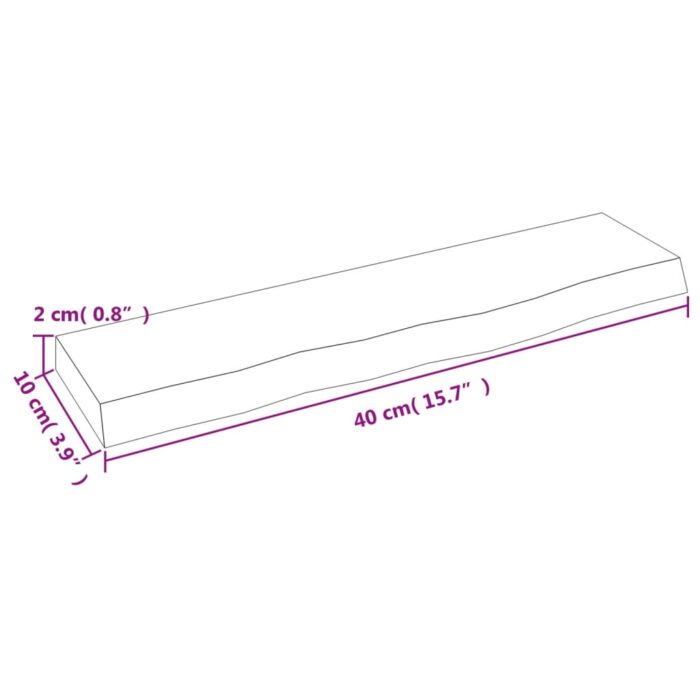 Étagère murale marron clair 40x10x2 cm bois chêne massif traité – Image 4