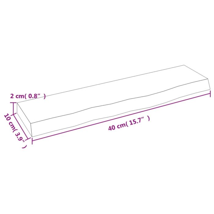 Étagère murale marron clair 40x10x2 cm bois chêne massif traité – Image 5