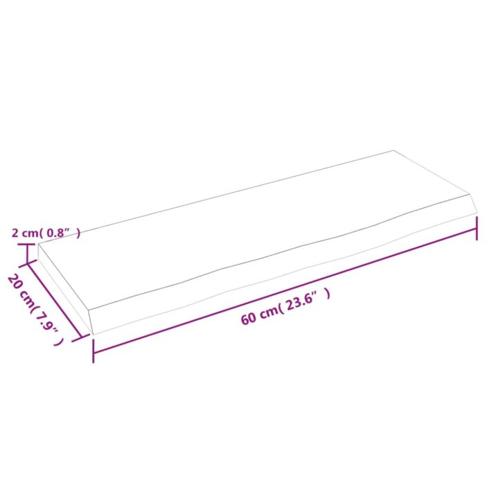 Étagère murale marron clair 60x20x2 cm bois chêne massif traité – Image 4