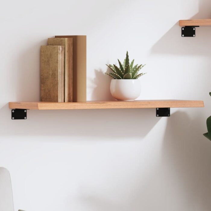 Étagère murale marron clair 60x20x2 cm bois chêne massif traité – Image 1