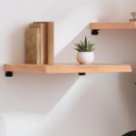 Étagère murale marron clair bois chêne massif traité