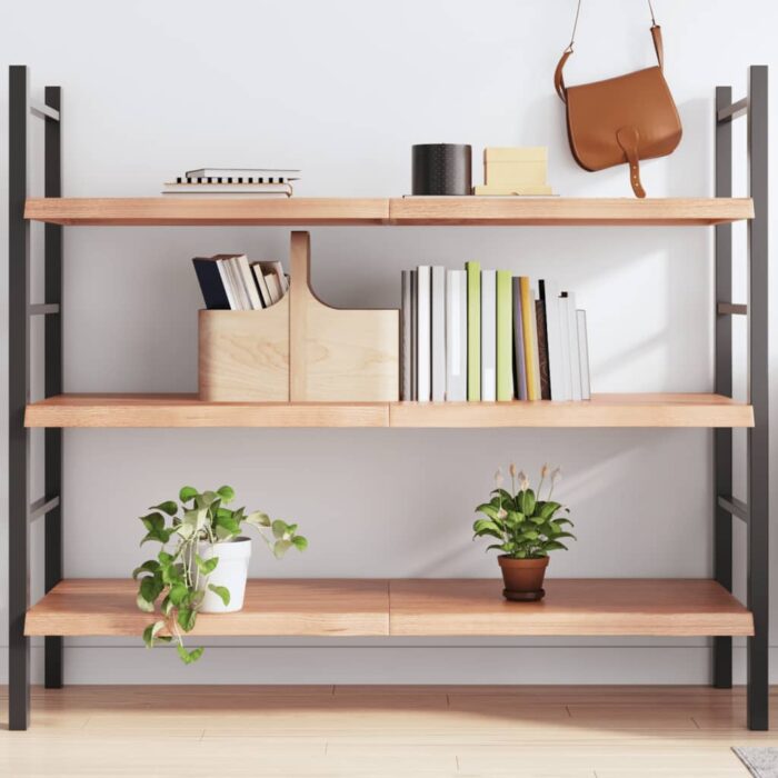 Étagère murale marron clair bois chêne massif traité – Image 1