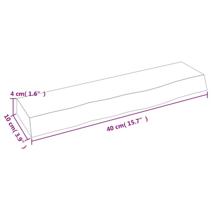 Étagère murale marron foncé 40x10x4 cm bois chêne massif traité – Image 5